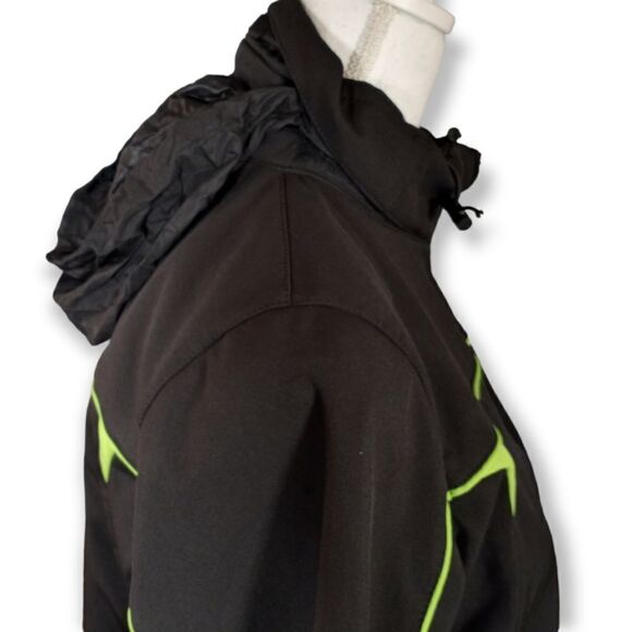 AUCTION.COM BLACK & NEON GREEN HOODED ATHLETIC JACKET SZ.M EUC - Picture 4 of 6